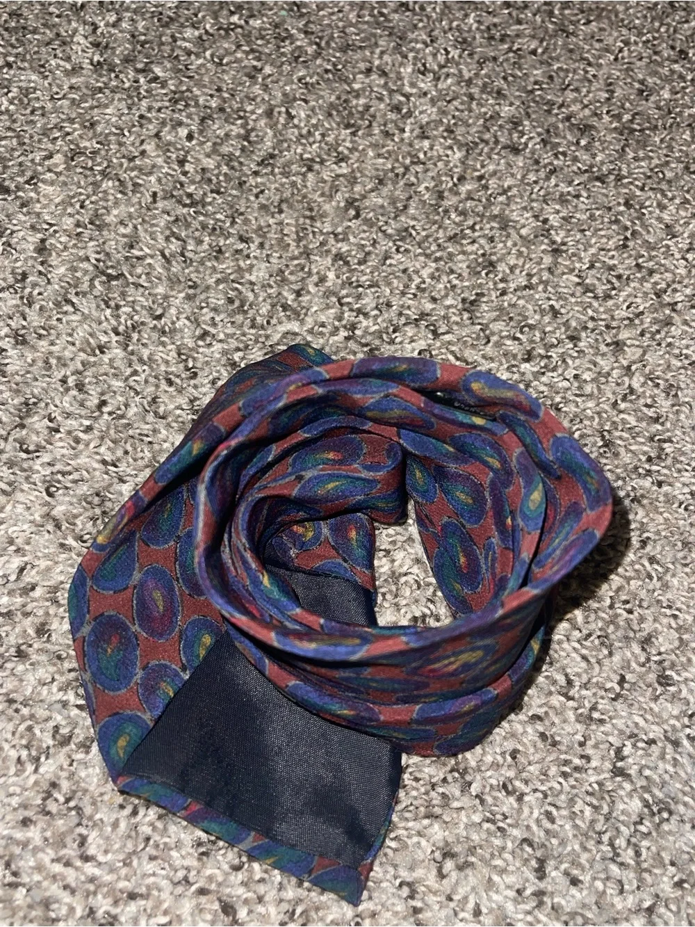 Alexander Julian Men's Burgundy Silk Tie with Blue & Green Circle Motif